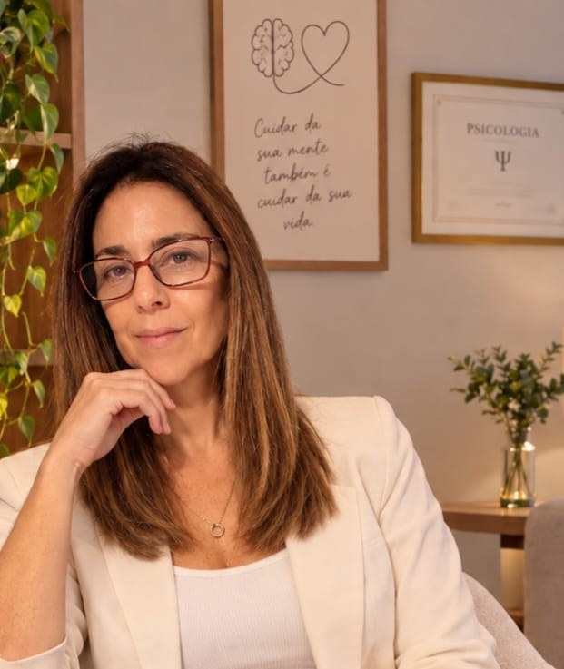 Ana Lúcia Arêde Branco, psicóloga, em seu consultório
